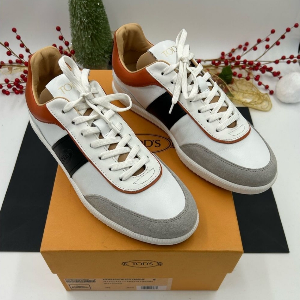 Men’s Tod’s cassetta 68C leather and suede sneakers size 8 made in Italy